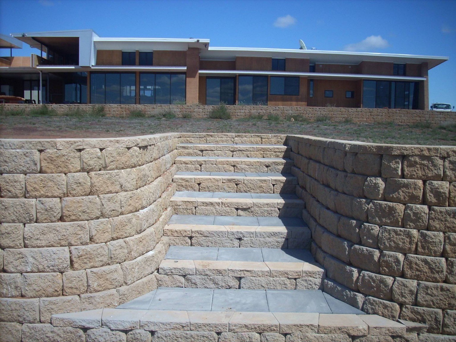 Large scale retaining wall on rural property